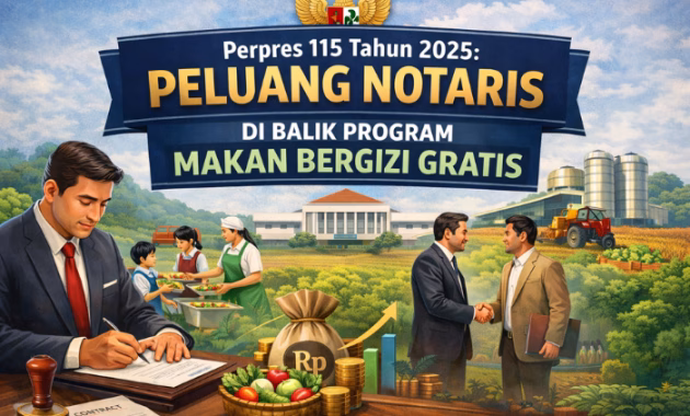 Peluang notaris di program makan bergizi Perpres 115 Tahun 2025 membuka peluang besar bagi Notaris dalam merancang kerja sama, kontrak, dan kepastian hukum Program Makan Bergizi Gratis.